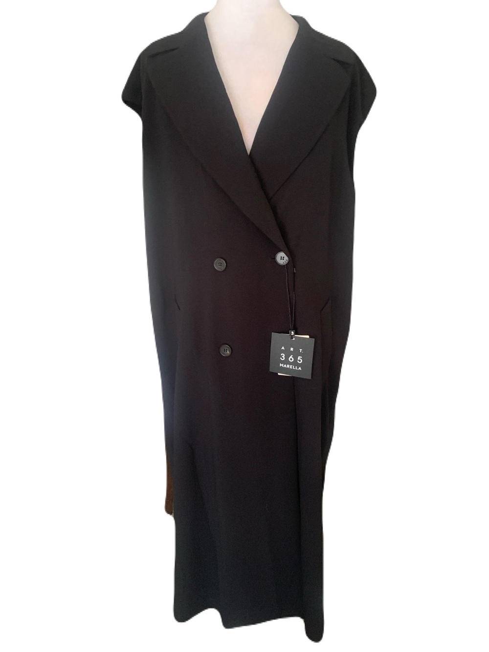 NWT MARELLA Womens Size 14 Black Double-Breasted Dress/Vest Minimalist Career